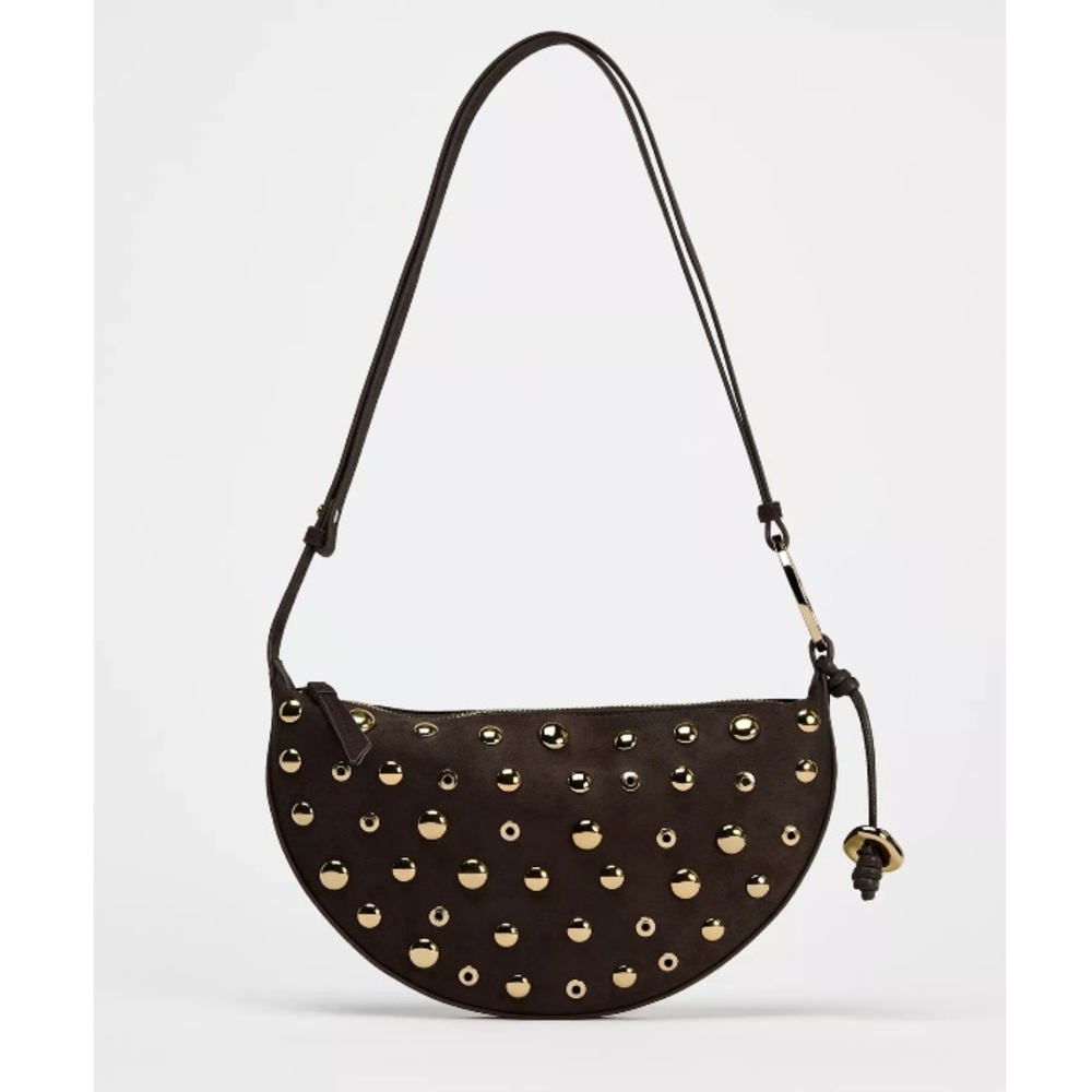 ZARA Studded Brown Shoulder Bag